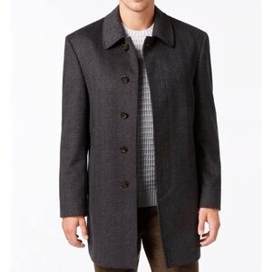 Men’s Black Lauren Ralph Lauren Jake Solid Wool-Blend Overcoat Size 42L